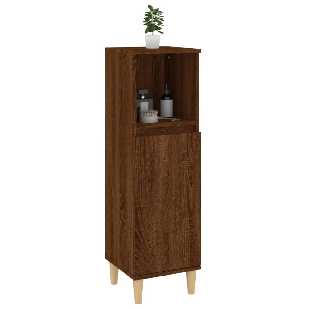 Baderomsskap brun eik 30x30x100 cm konstruert tre