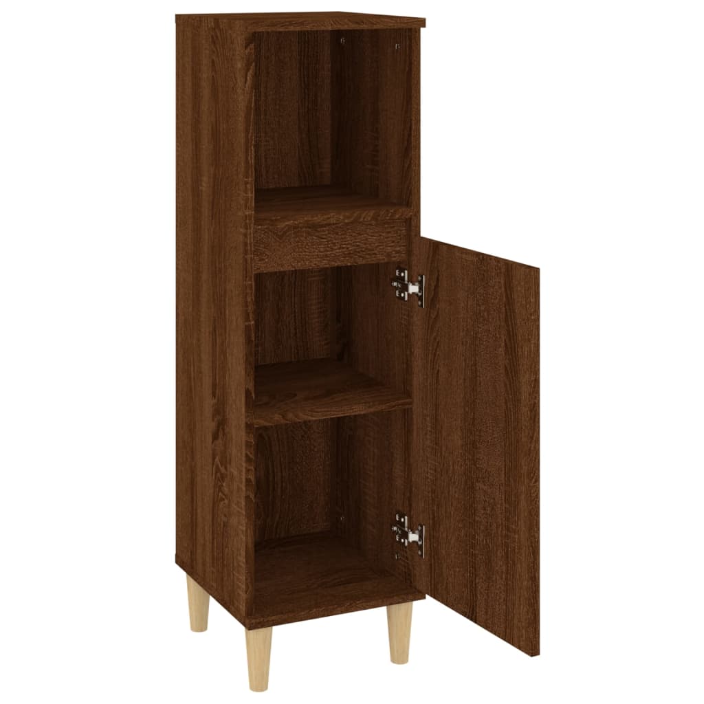 Baderomsskap brun eik 30x30x100 cm konstruert tre