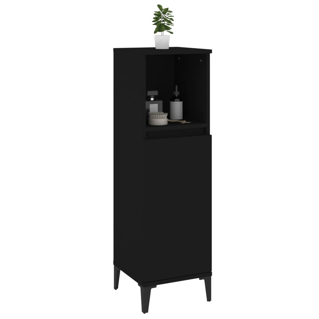 Baderomsskap Svart 30x30x100 cm