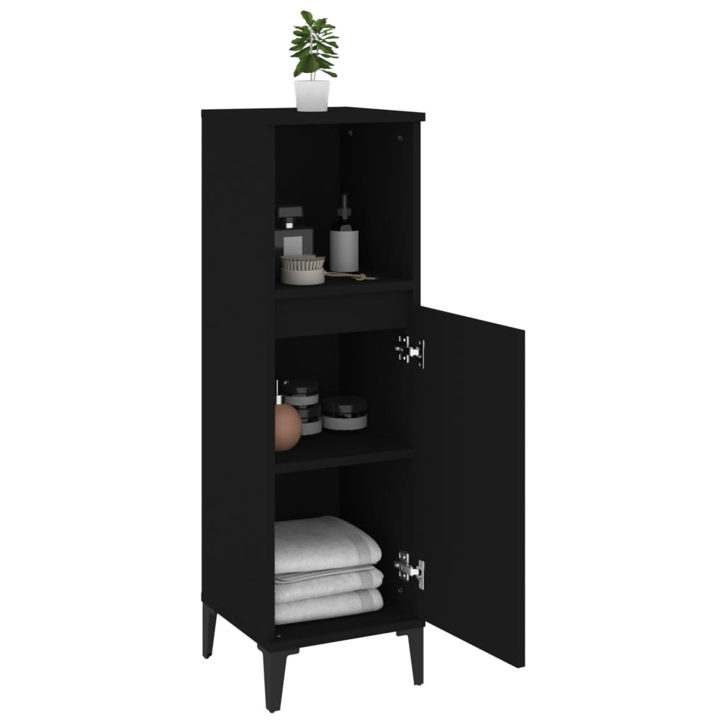 Baderomsskap Svart 30x30x100 cm