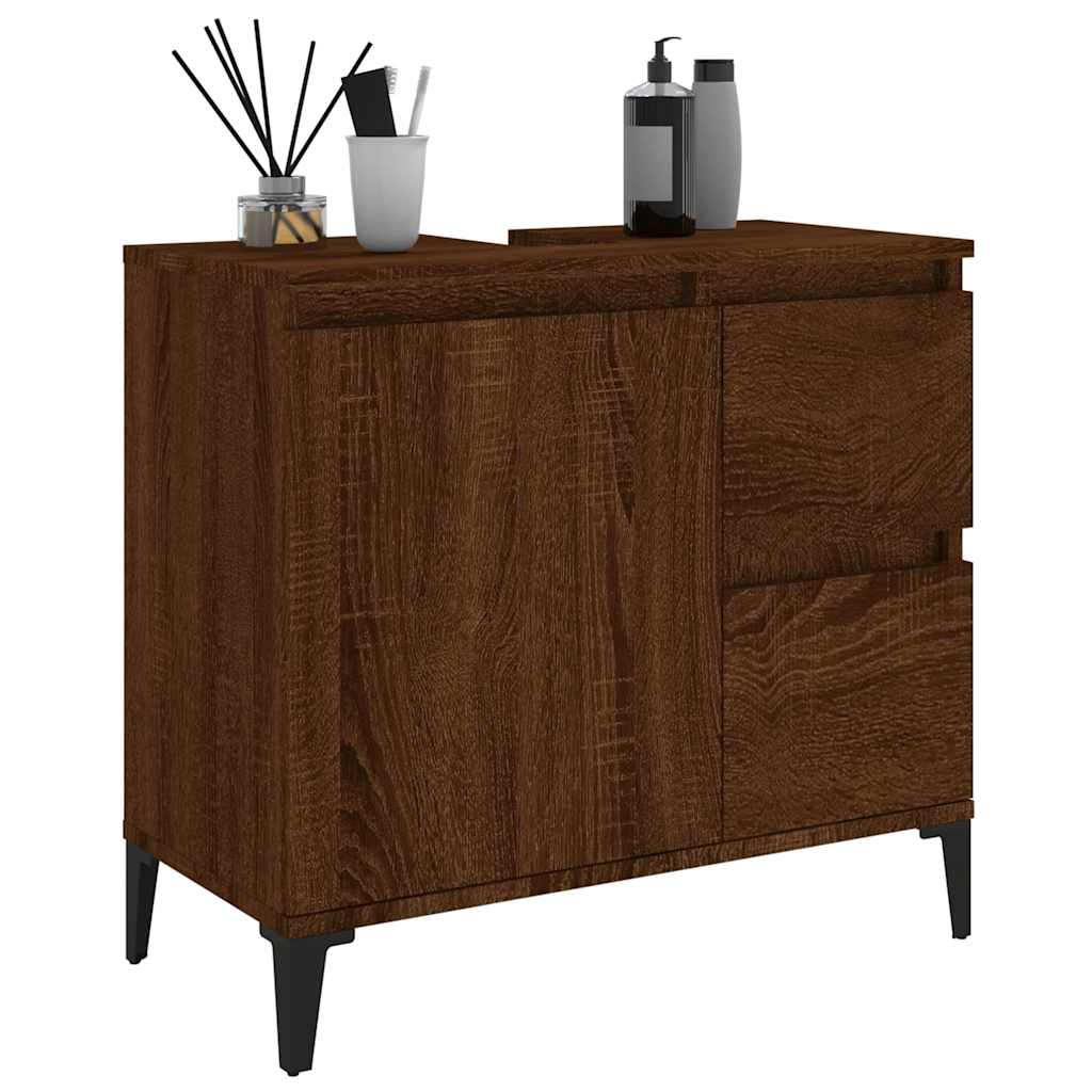 Baderomsskap brun eik 65x33x60 cm konstruert tre