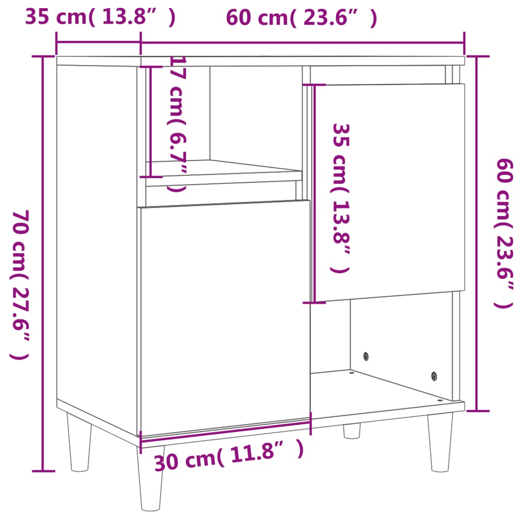 Kommode Betonggrå 60x35x70 cm