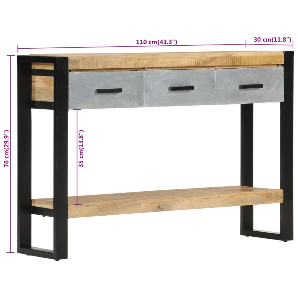 Avlastningsbord Konsollbord Tre 110x30x76 cm grovt heltre mangotre