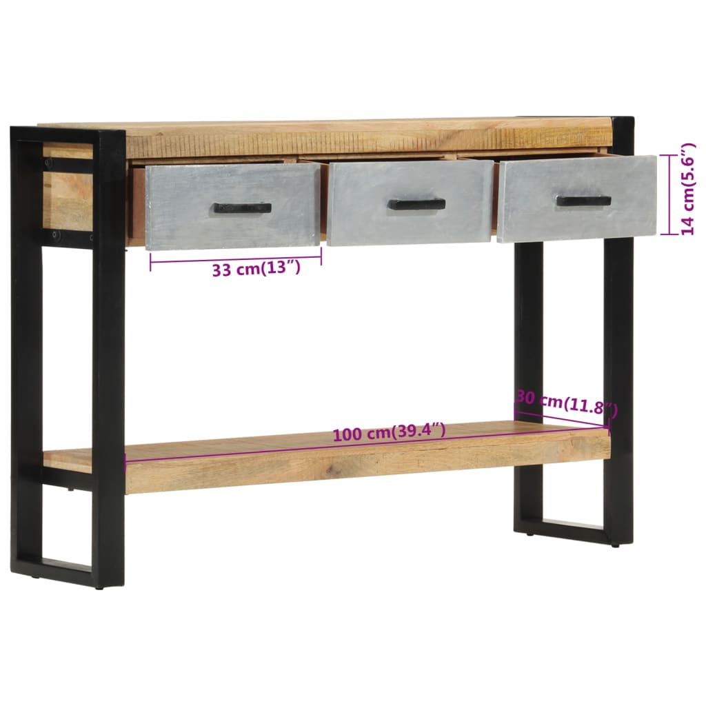 Avlastningsbord Konsollbord Tre 110x30x76 cm grovt heltre mangotre