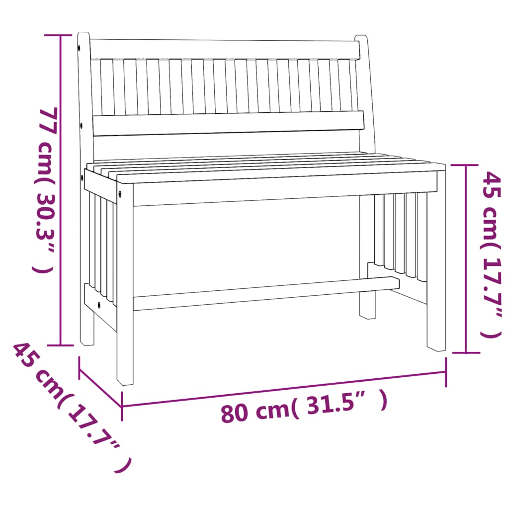 Hagebenk Tre 80 cm heltre eukalyptus