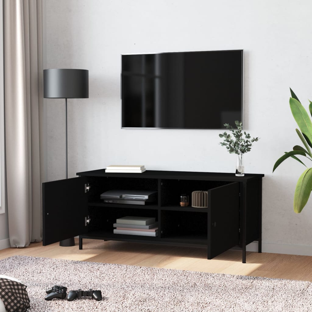 TV-Møbel Svart TV-benk med dører 102x35x45 cm