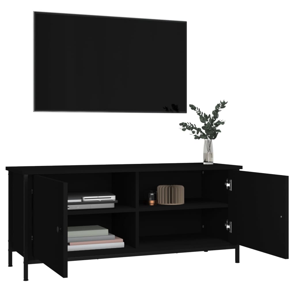 TV-Møbel Svart TV-benk med dører 102x35x45 cm
