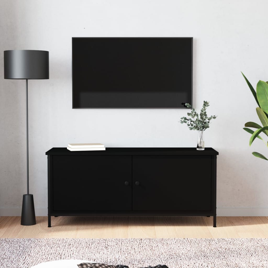 TV-Møbel Svart TV-benk med dører 102x35x45 cm