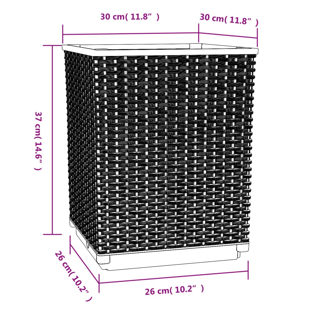Utendørs Blomsterkasse Plantekasse Polypropen (PP) 2 stk Svart 30x30x37 cm polypropylen
