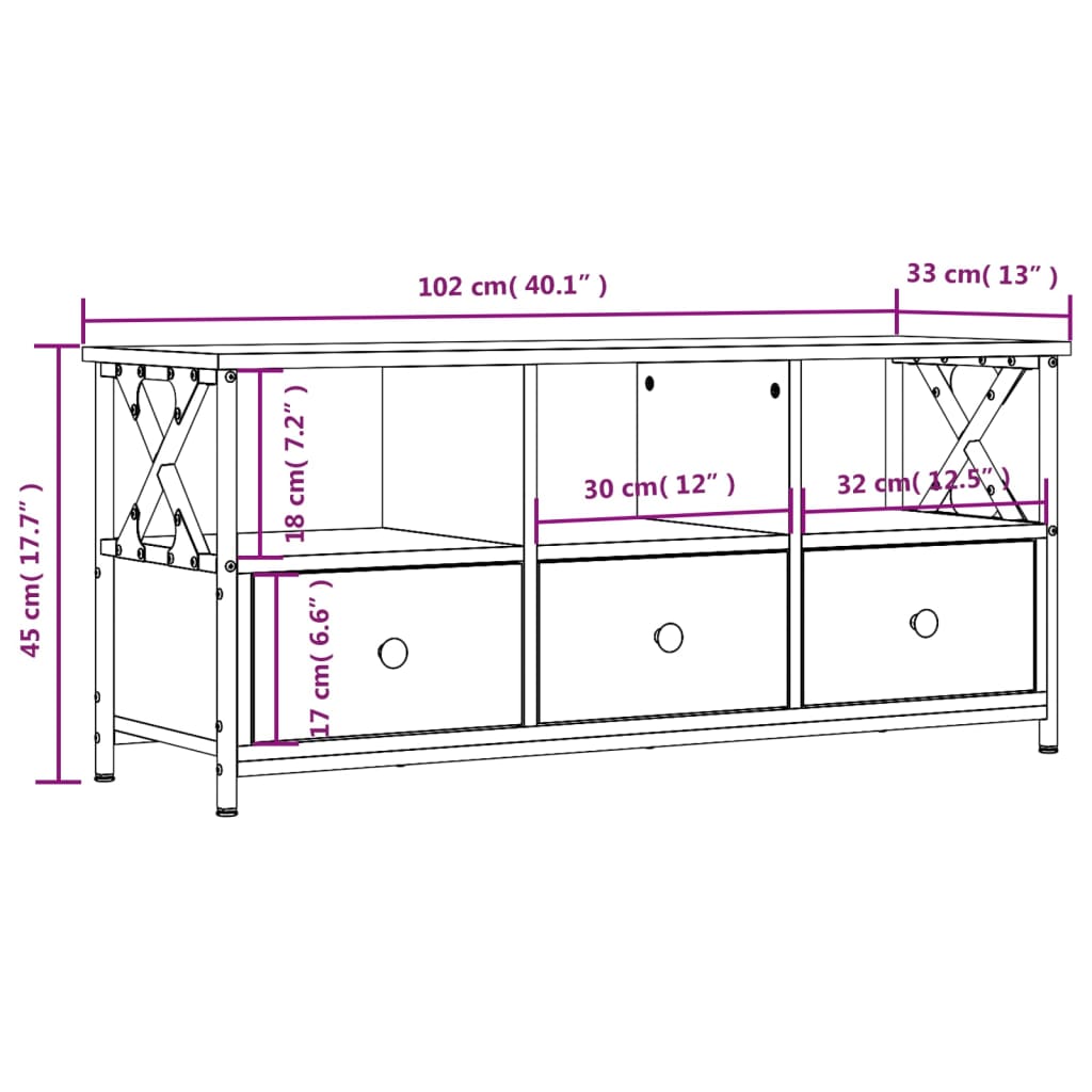 TV-Møbel Røkt EikTV-benk 102x33x45 cm