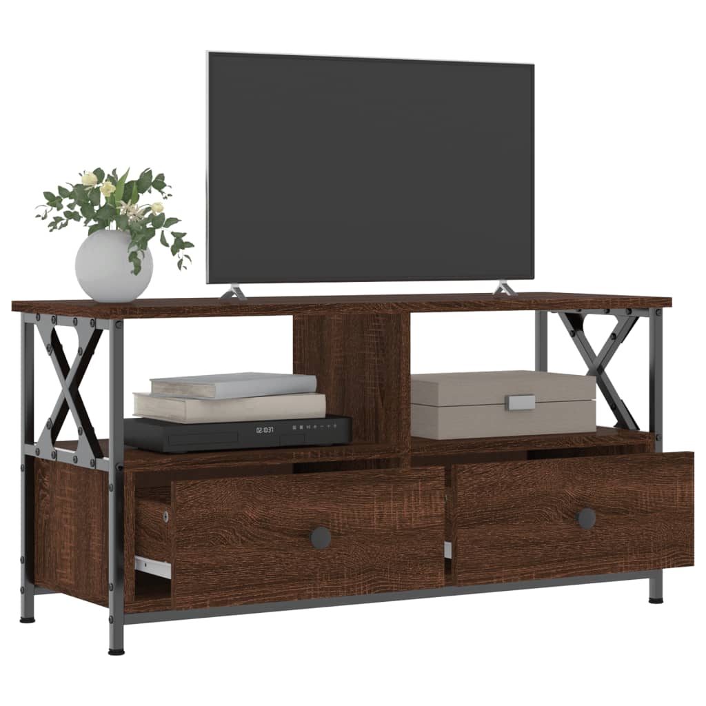 TV-Møbel Brun Eik Tv-benk 90x33x45 cm og jern