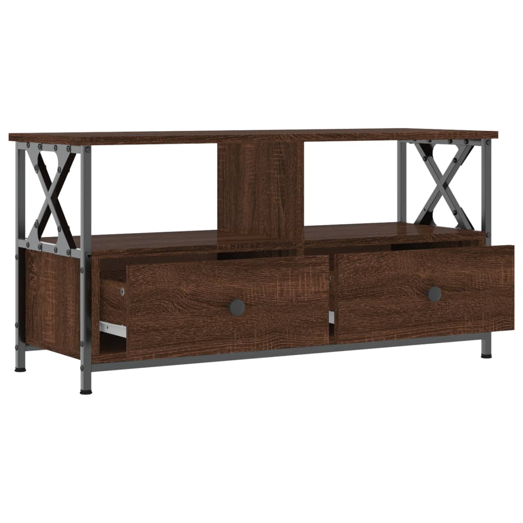 TV-Møbel Brun Eik Tv-benk 90x33x45 cm og jern