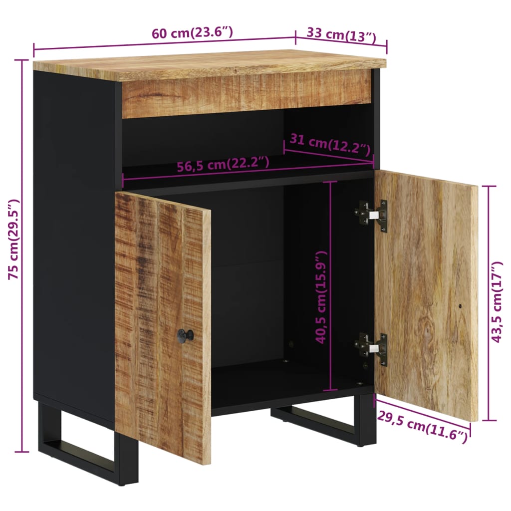 Skjenk Tre heltre mango med 2 dører 60x33x75 cm