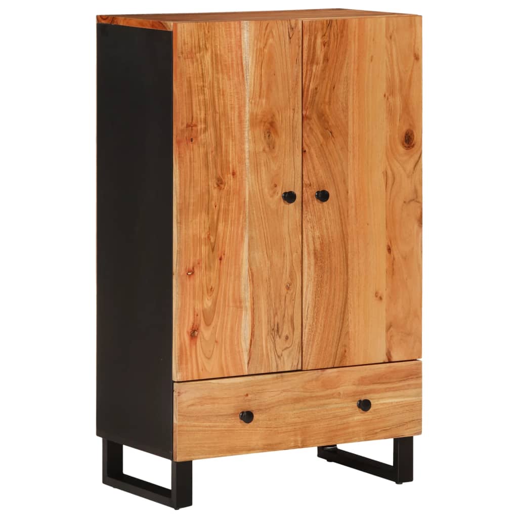 Skap heltre akasie med skuff 60x33x100 cm jern