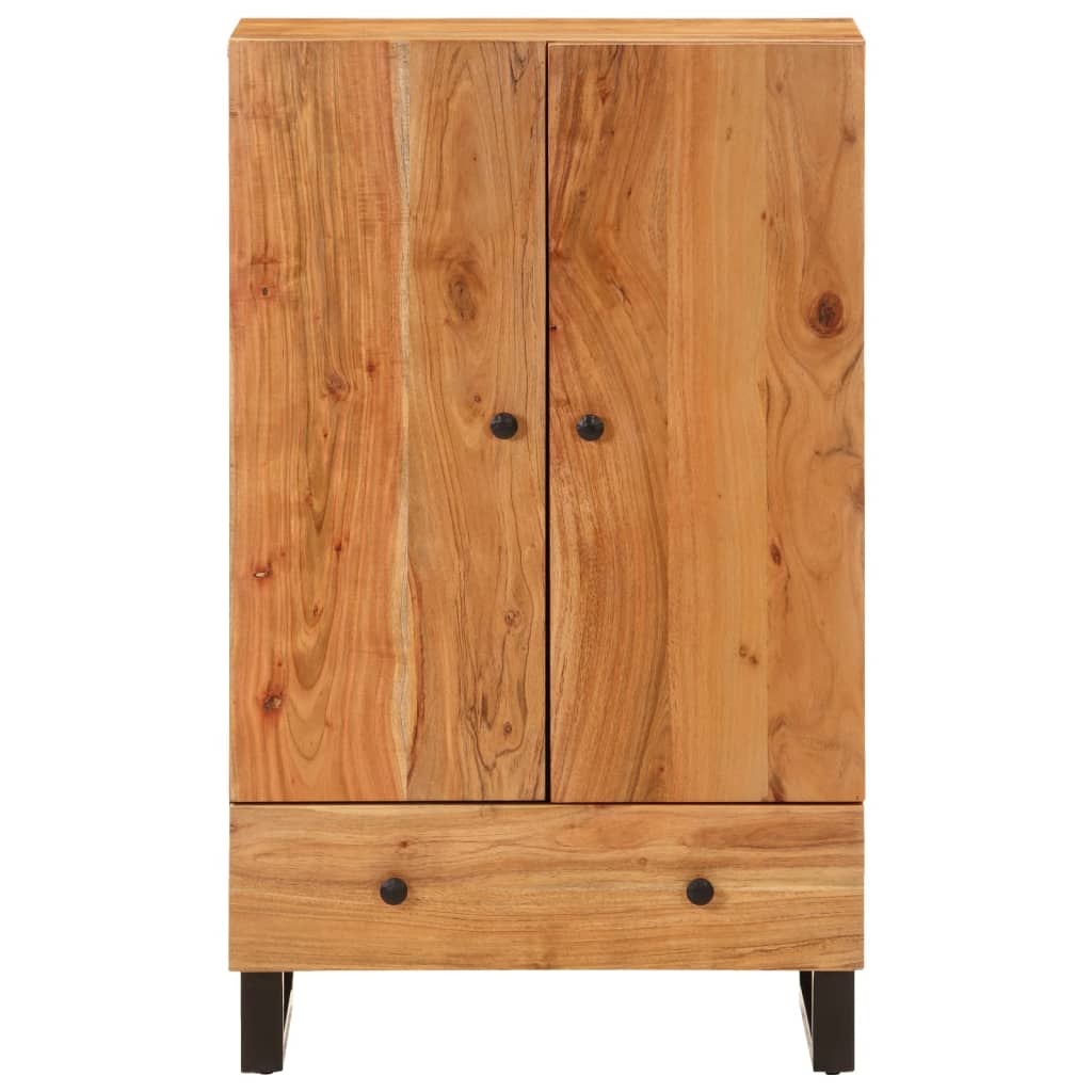 Skap heltre akasie med skuff 60x33x100 cm jern