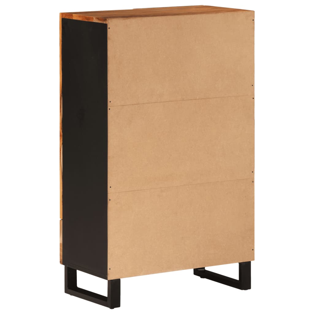 Skap heltre akasie med skuff 60x33x100 cm jern