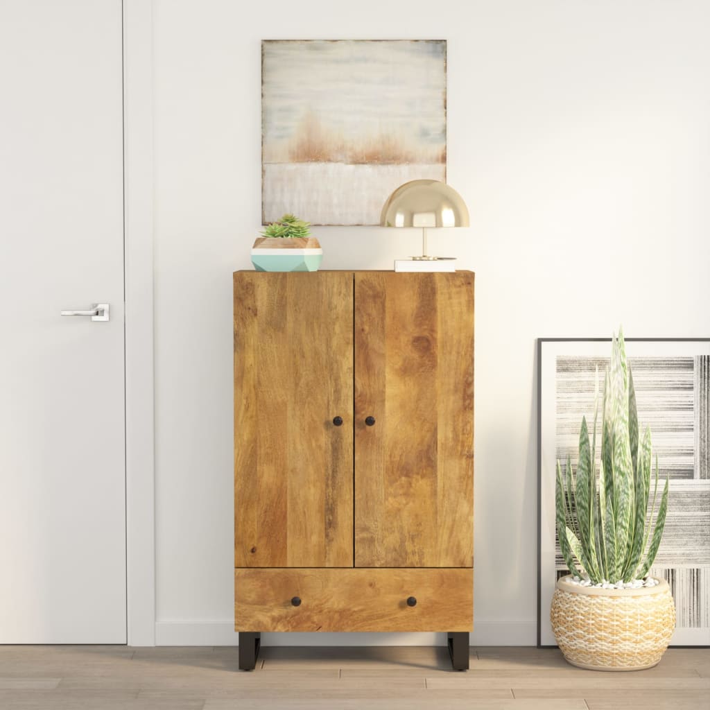 Skap heltre mango med skuff 60x33x100 cm jern