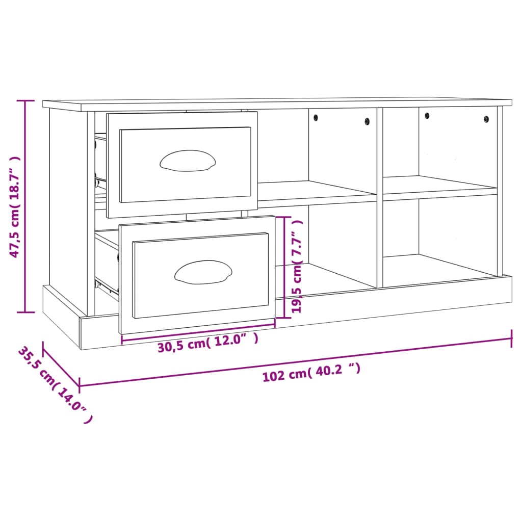 TV-Møbel Svart Tv-benk 102x35,5x47,5 cm