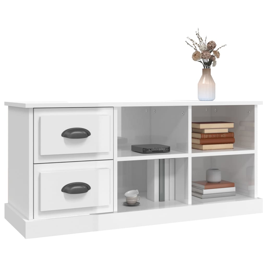 TV-Møbel Høyglans Hvit TV-benk 102x35,5x47,5 cm