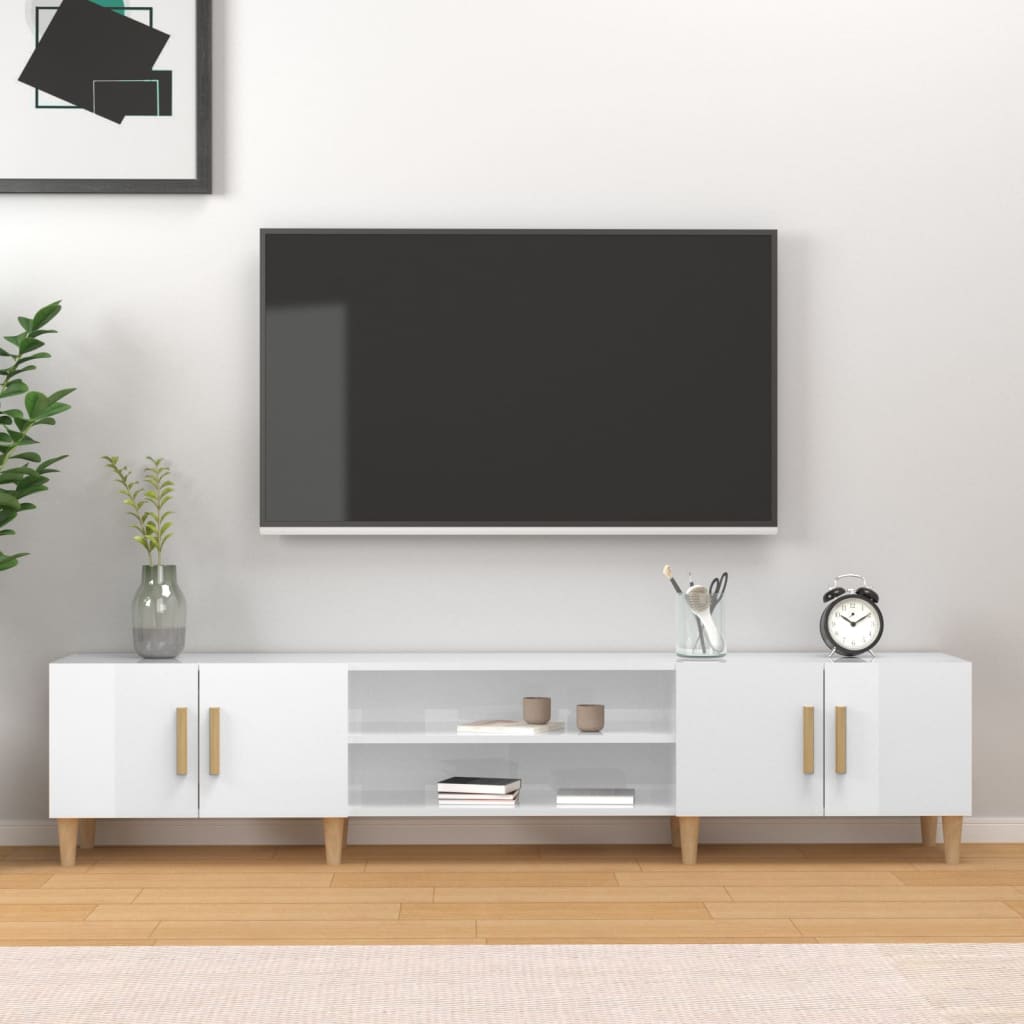 TV-Møbel Høyglans Hvit Tv-benk 180x31,5x40 cm