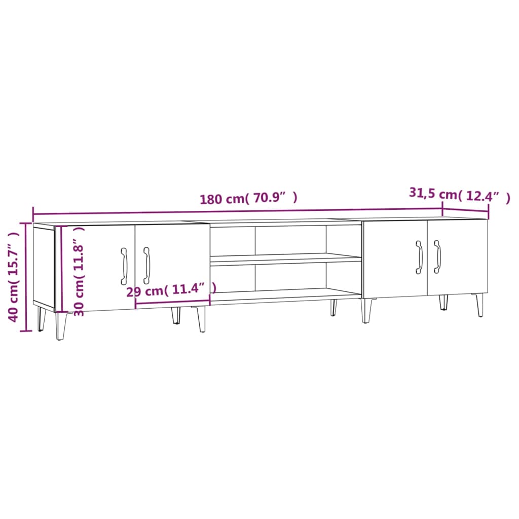 TV-Møbel Høyglans Hvit Tv-benk 180x31,5x40 cm