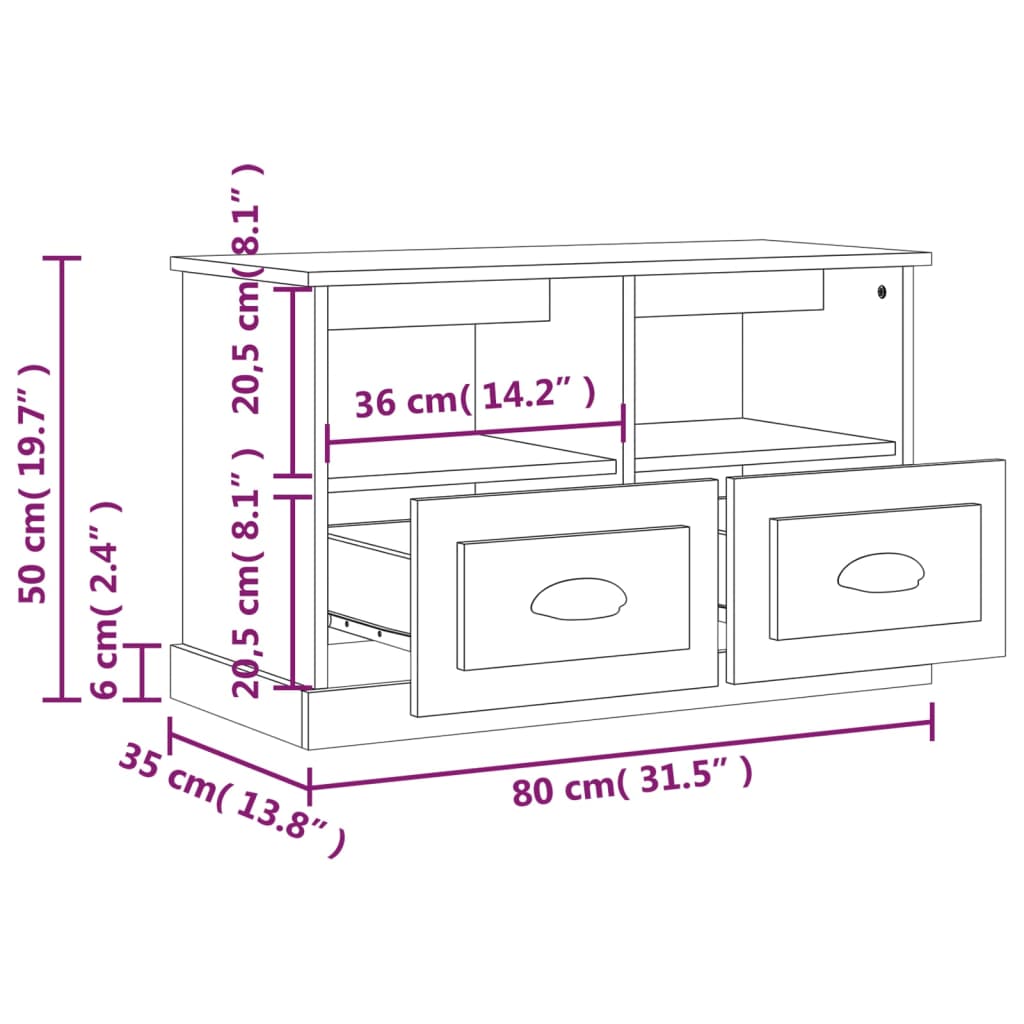 TV-Møbel Høyglans Hvit Tv-benk 80x35x50 cm