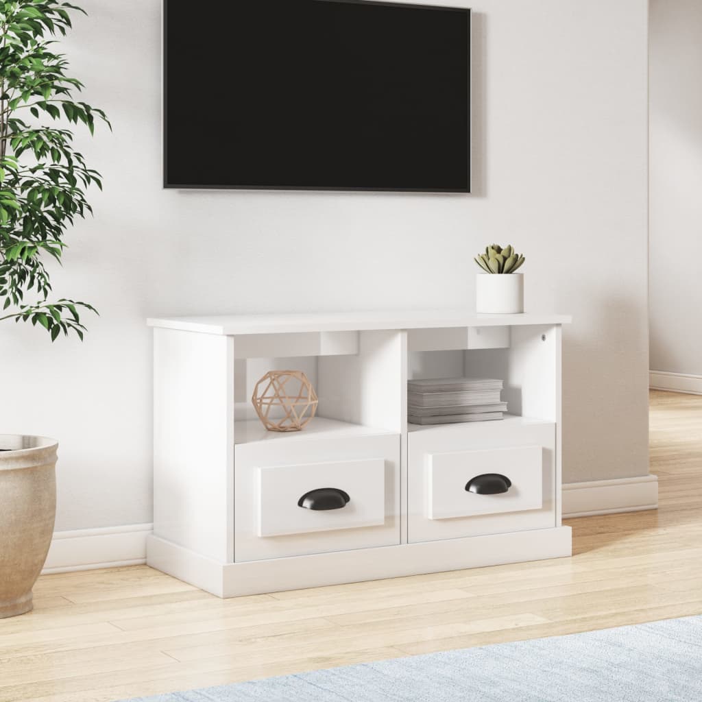 TV-Møbel Høyglans Hvit Tv-benk 80x35x50 cm