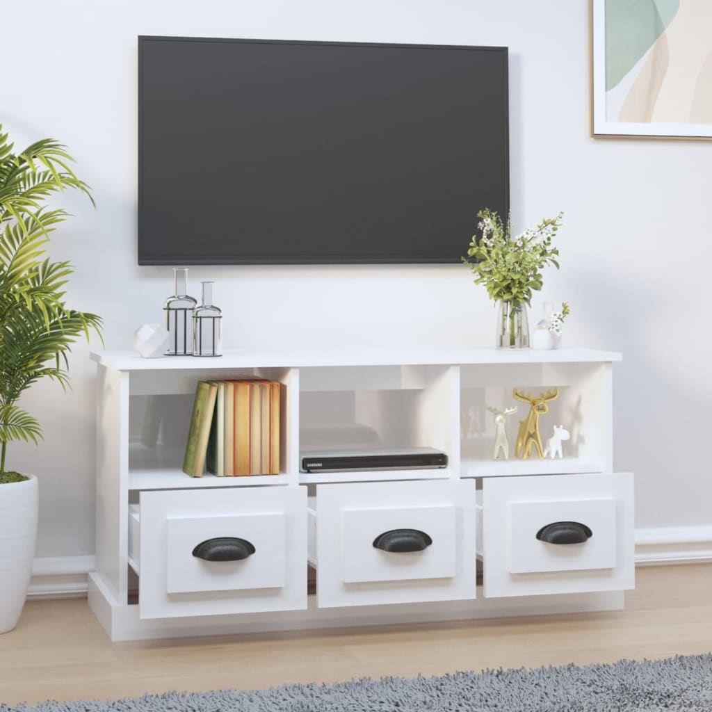 TV-Møbel Høyglans Hvit TV-benk 100x35x50 cm