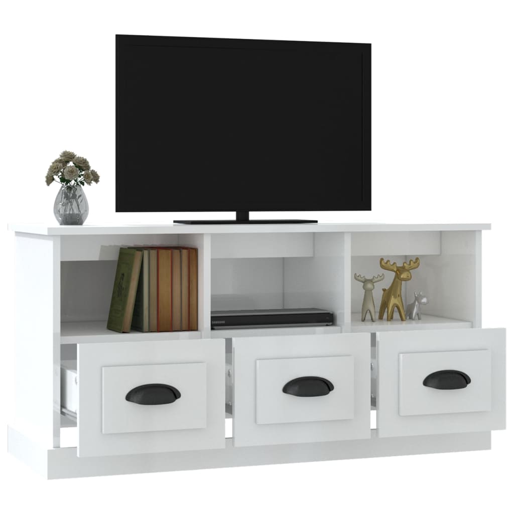 TV-Møbel Høyglans Hvit TV-benk 100x35x50 cm