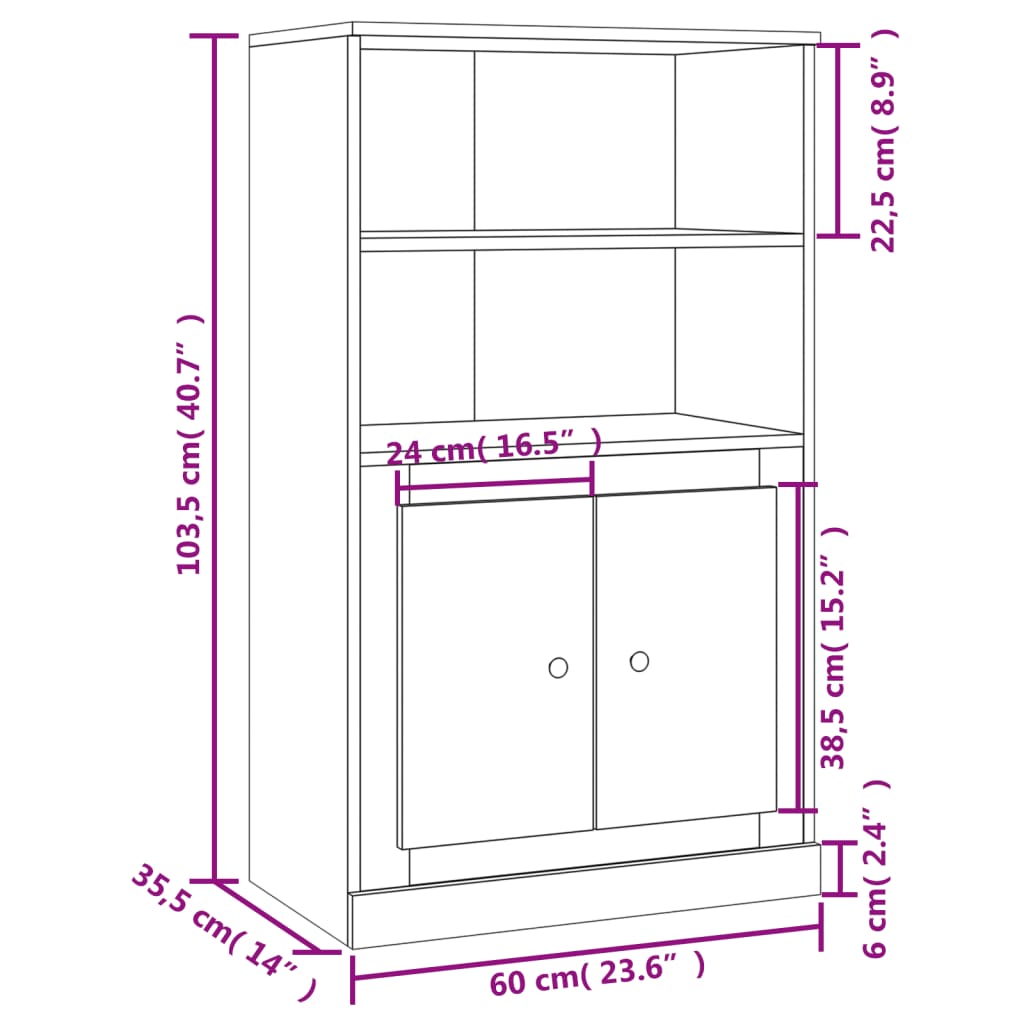 Skap Sonoma Grå 60x35,5x103,5 cm