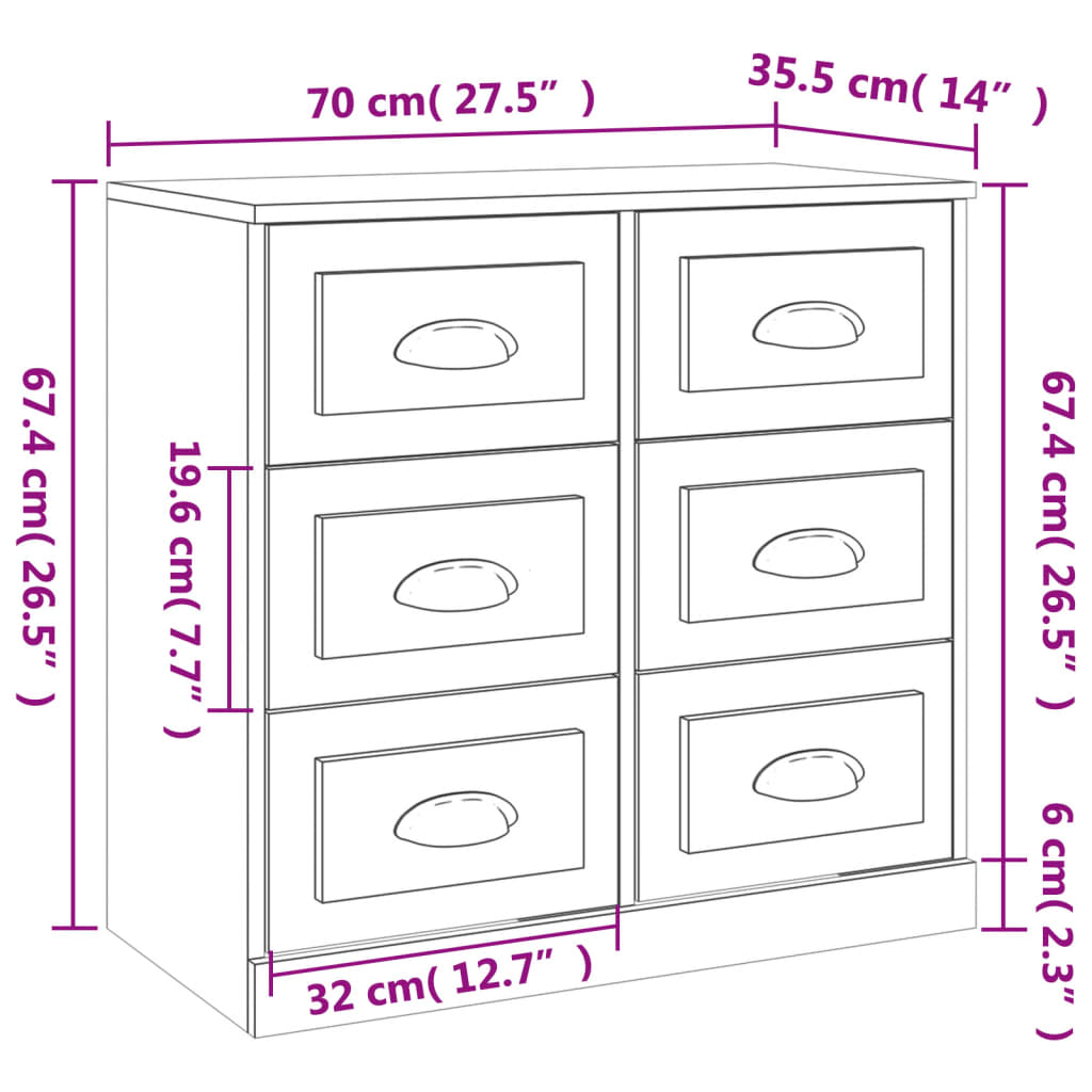 Skap Hvit 70x35,5x67,5 cm