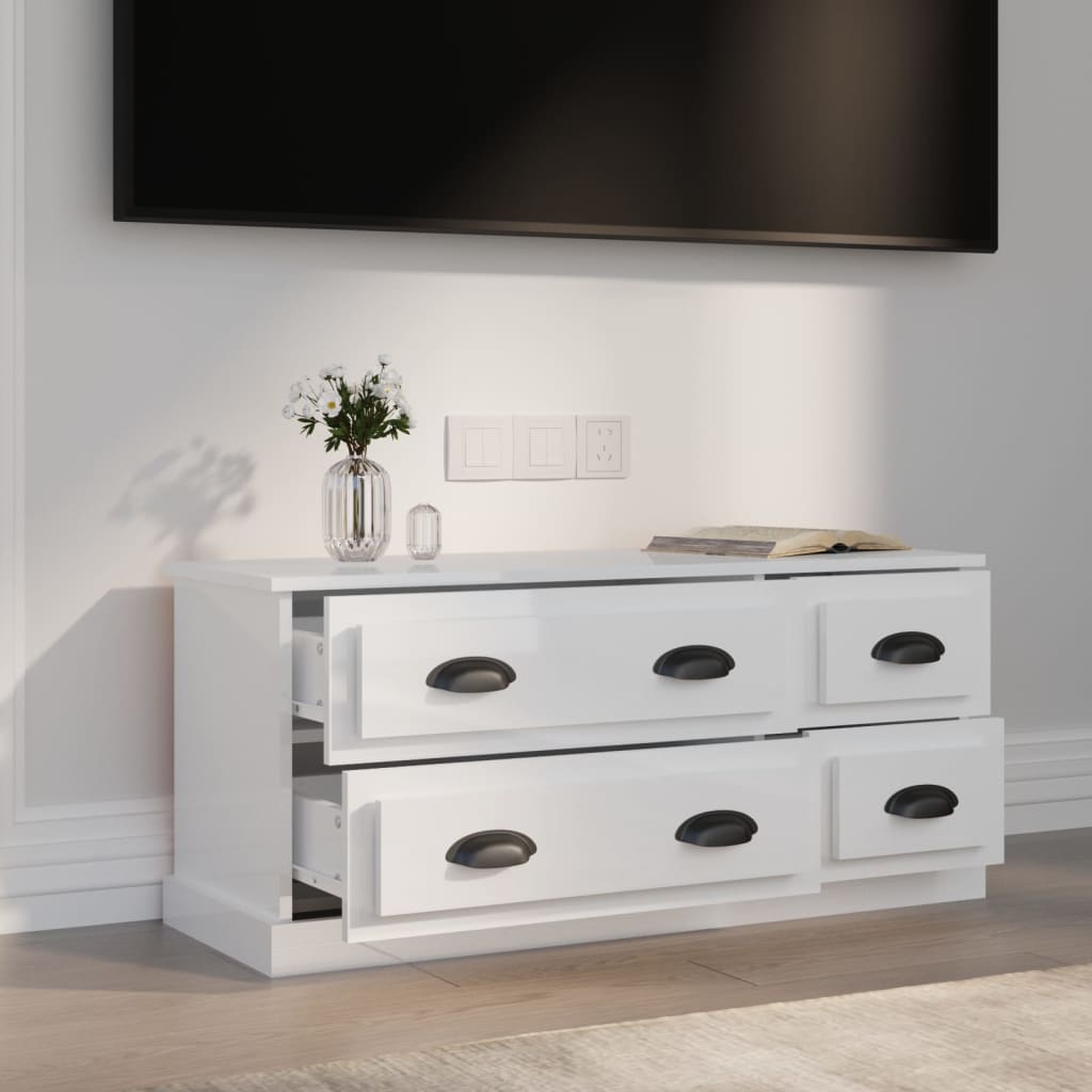 TV-Møbel Høyglans Hvit TV-benk 100x35,5x45 cm