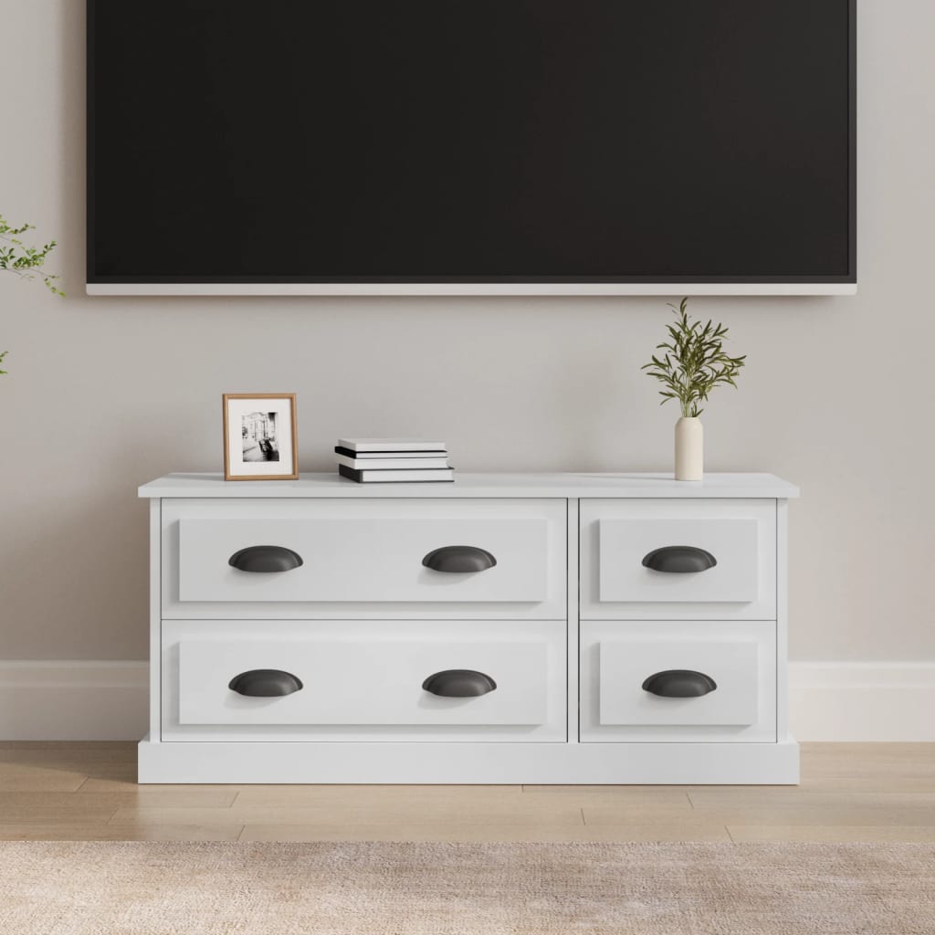 TV-Møbel Høyglans Hvit TV-benk 100x35,5x45 cm