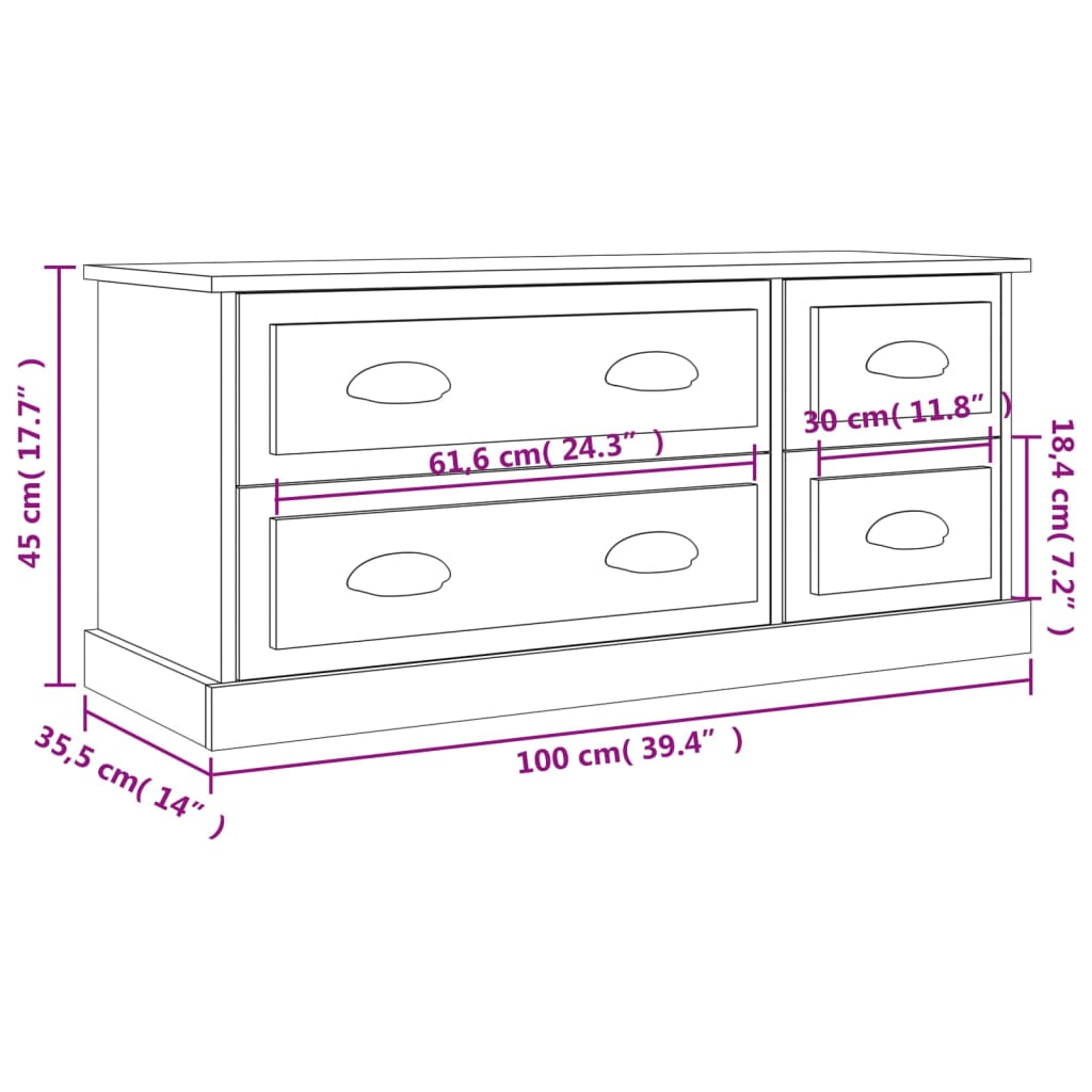 TV-Møbel Sonoma Eik TV-benk 100x35,5x45 cm