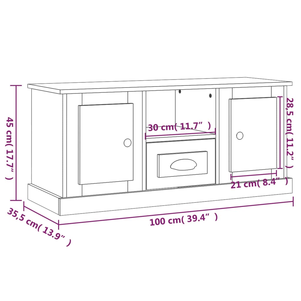 TV-Møbel Betonggrå TV-benk 100x35,5x45 cm