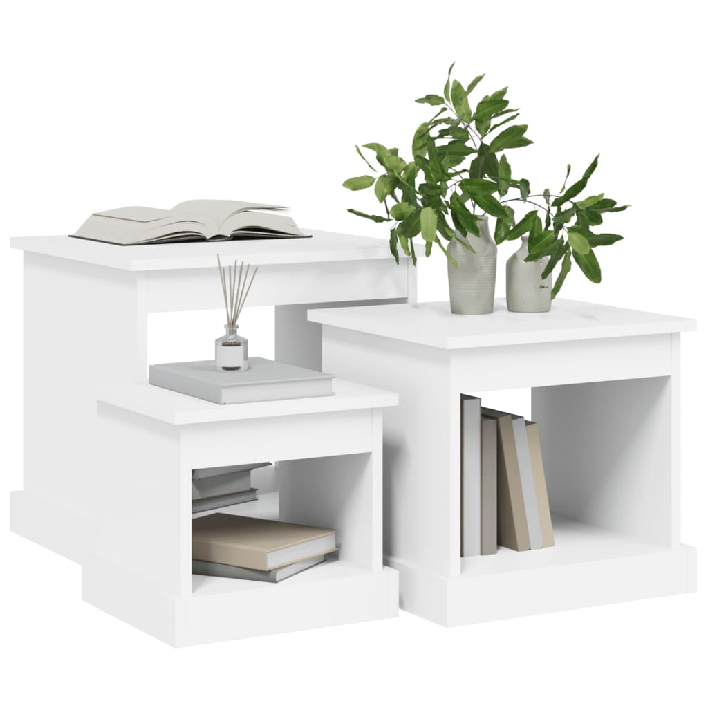 Salongbord Sofabord Hvit 3 stk