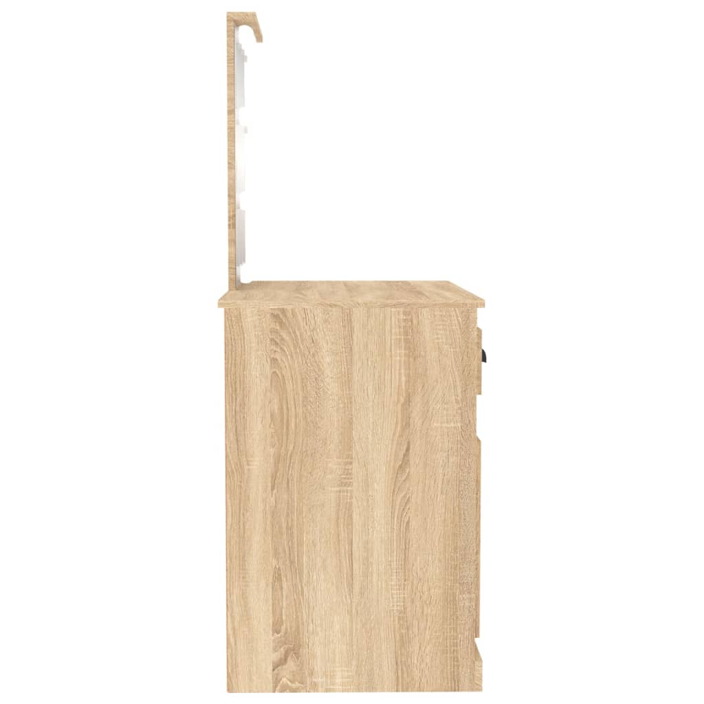 Sminkebord med LED sonoma eik 90x50x132,5 cm konstruert tre