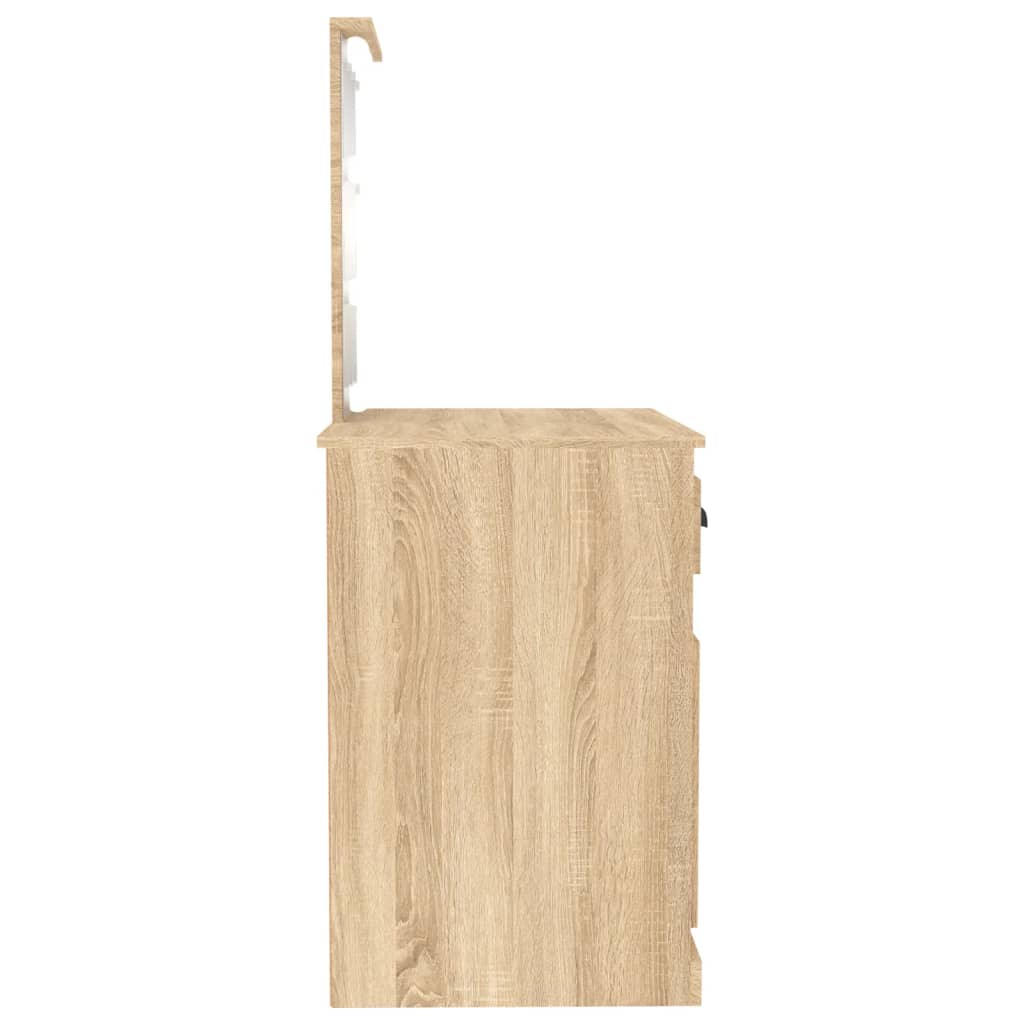 Sminkebord med LED sonoma eik 90x50x132,5 cm konstruert tre