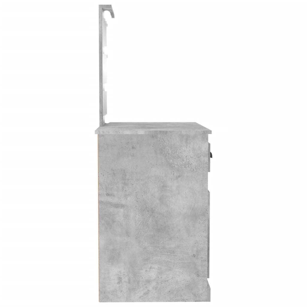 Sminkebord med LED Betonggrå 90x50x132,5 cm