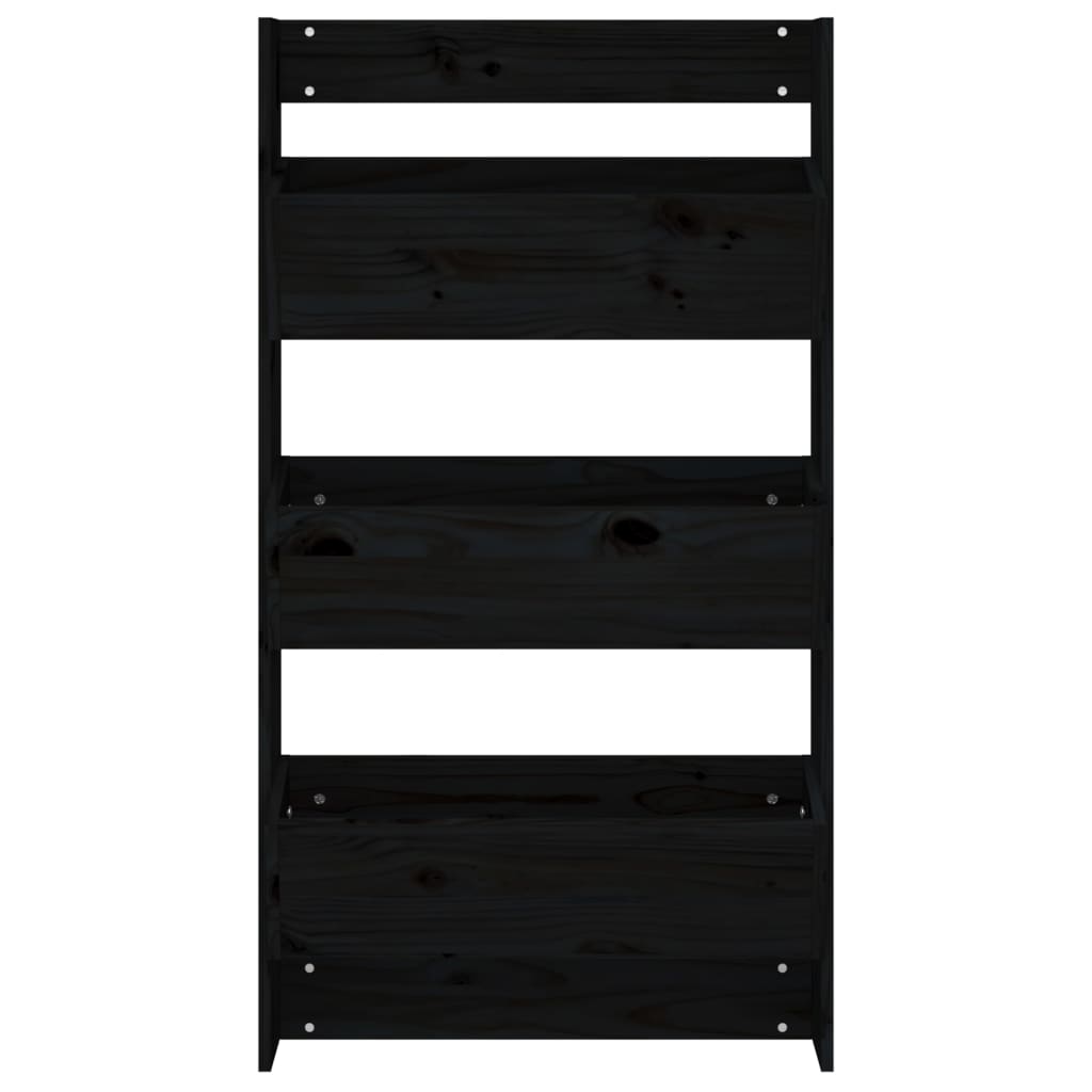 Utendørs Blomsterkasse Plantekasse Tre plantekasse 3 lag 60x18,5x110 cm Svart heltre furu
