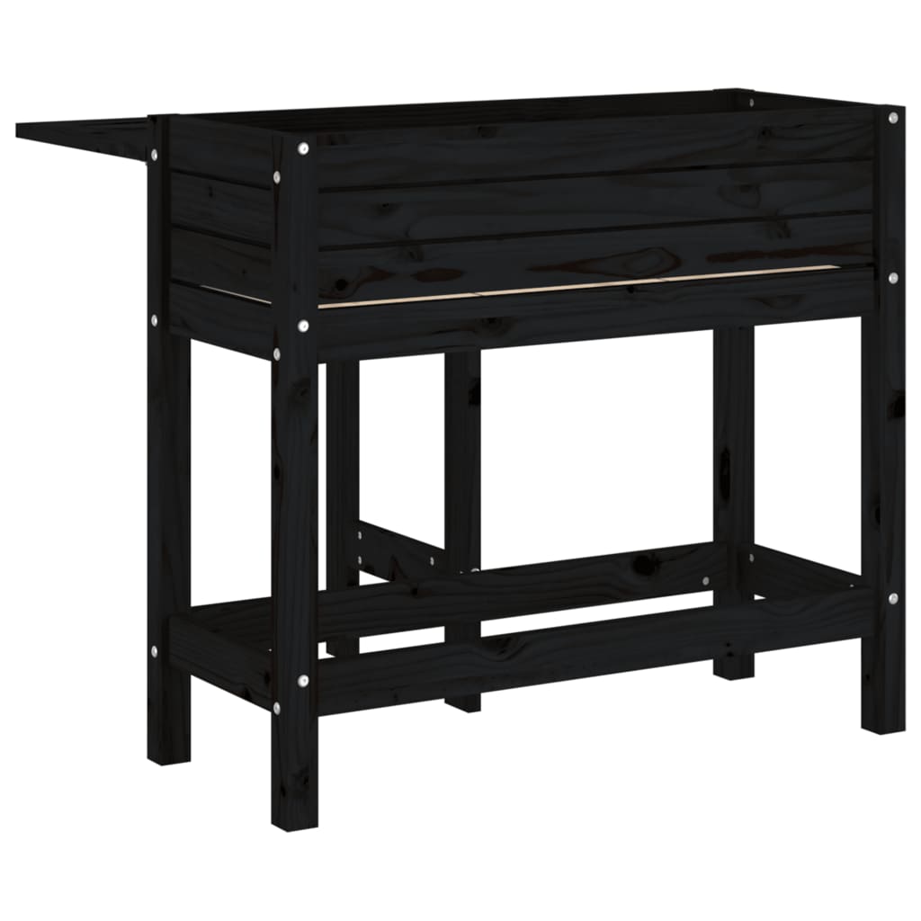 Dyrking Trekasse Plantekasse svart heltre furu med foldbar bordplate