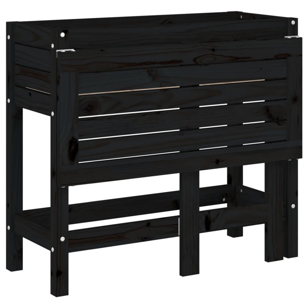 Dyrking Trekasse Plantekasse svart heltre furu med foldbar bordplate