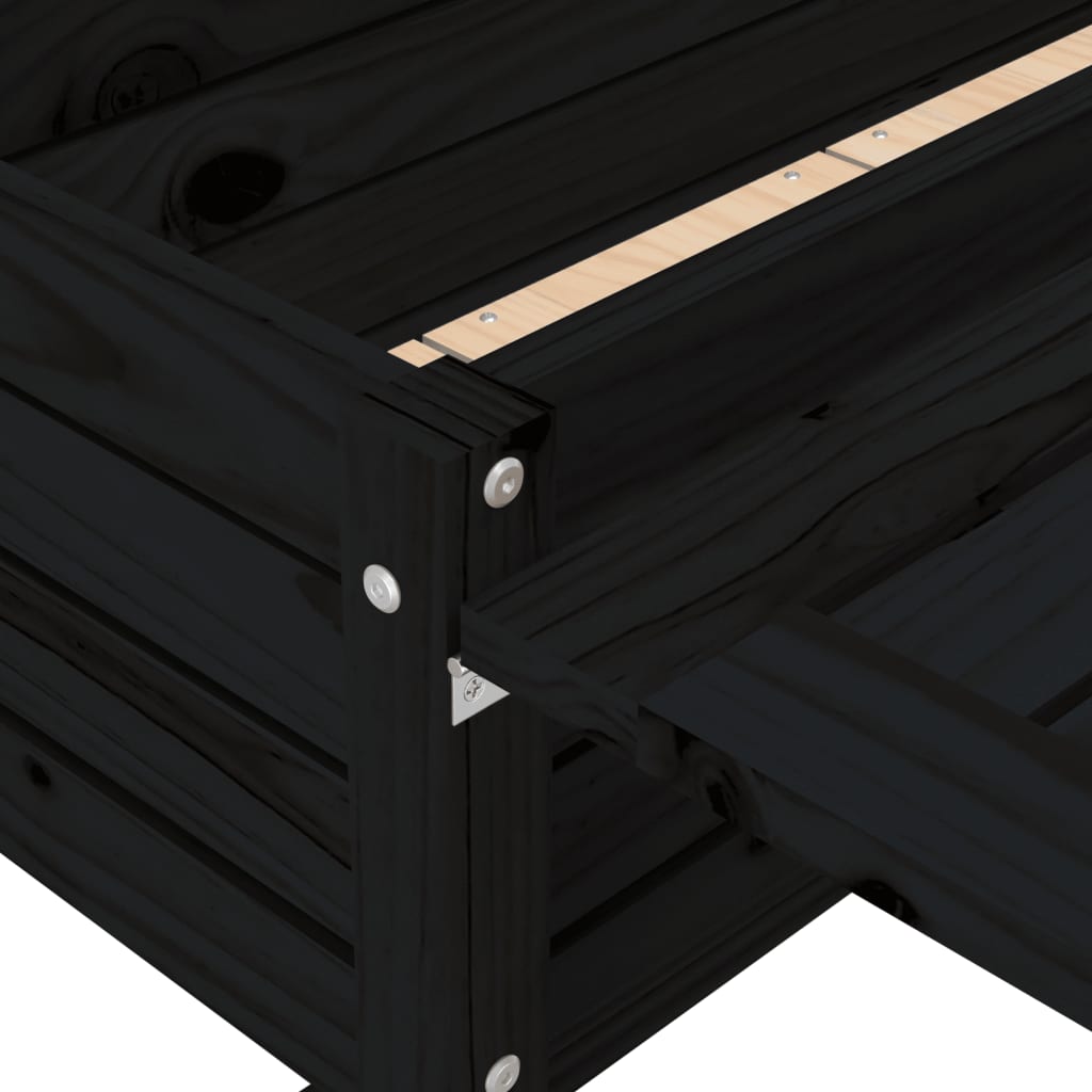 Dyrking Trekasse Plantekasse svart heltre furu med foldbar bordplate