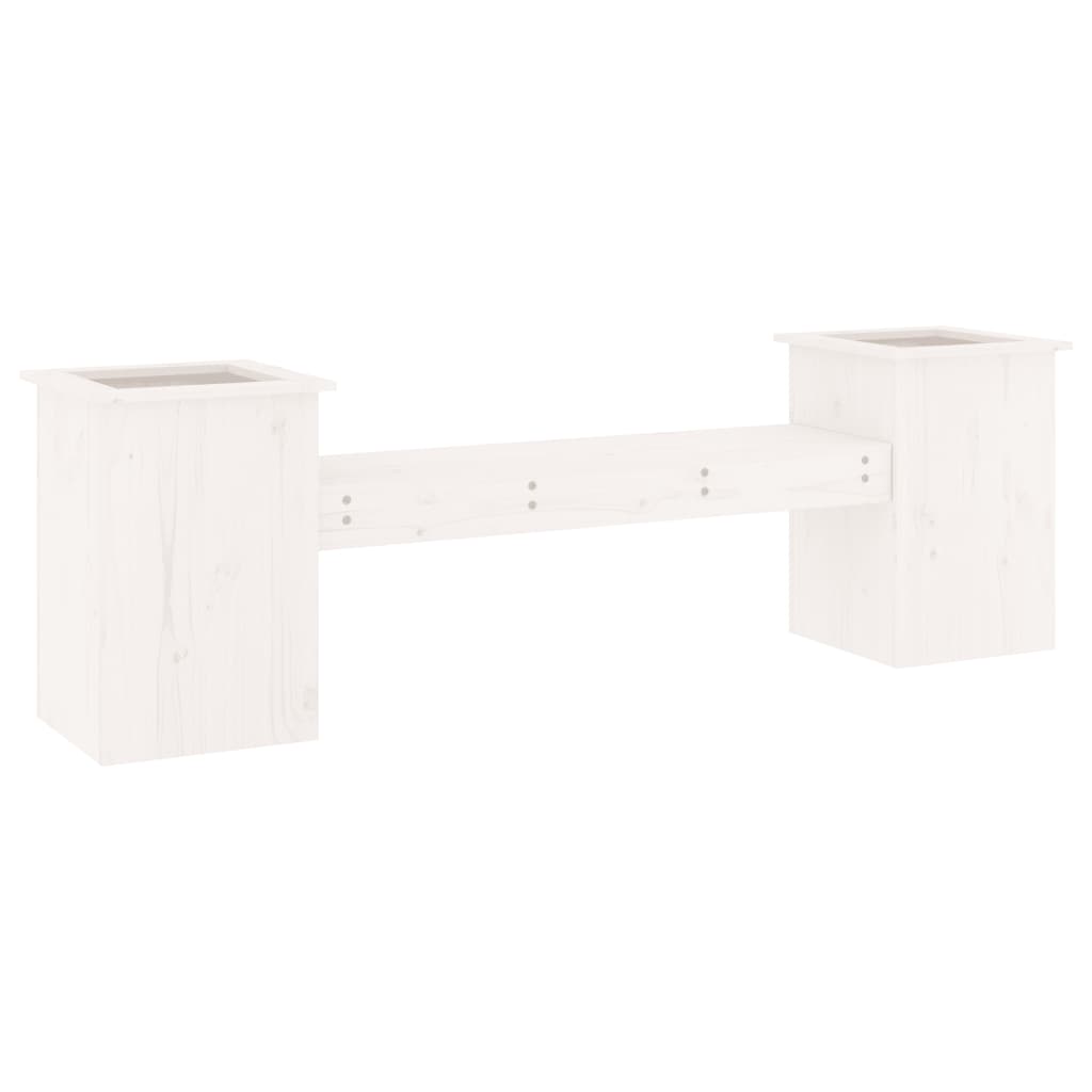 Utendørs Blomsterkasse Plantekasse Tre Plantebenk Hvit 184,5x39,5x56,5 cm heltre furu