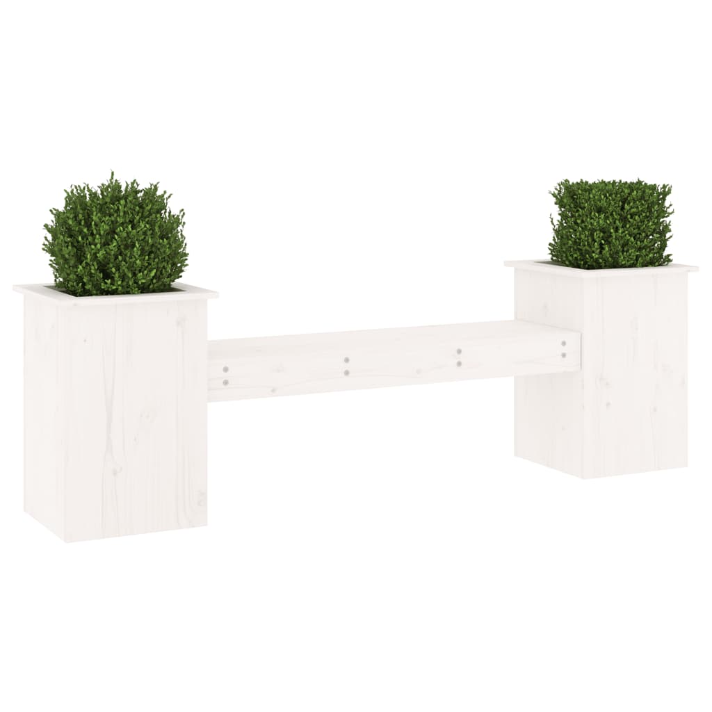 Utendørs Blomsterkasse Plantekasse Tre Plantebenk Hvit 184,5x39,5x56,5 cm heltre furu
