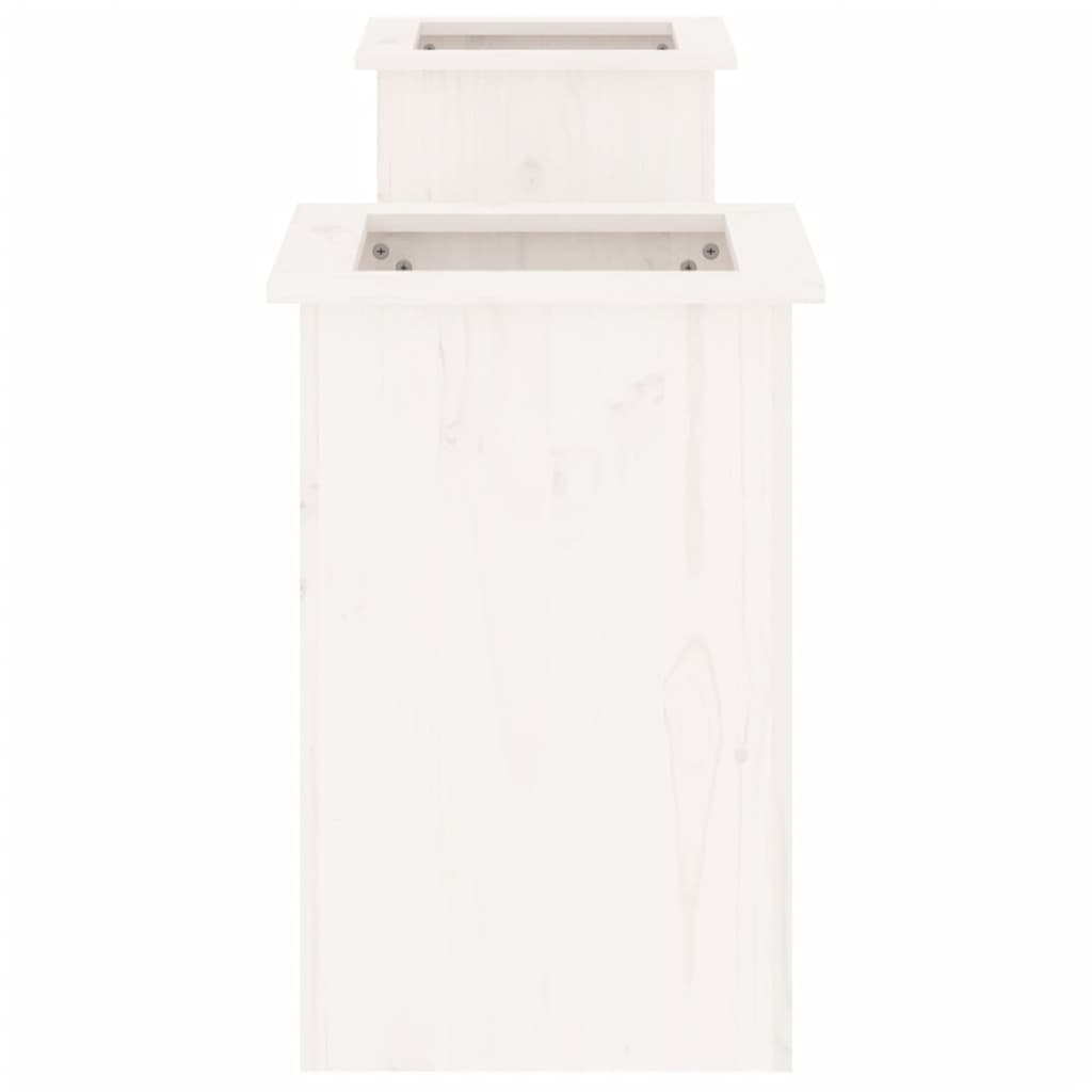 Utendørs Blomsterkasse Plantekasse Tre Plantebenk Hvit 184,5x39,5x56,5 cm heltre furu