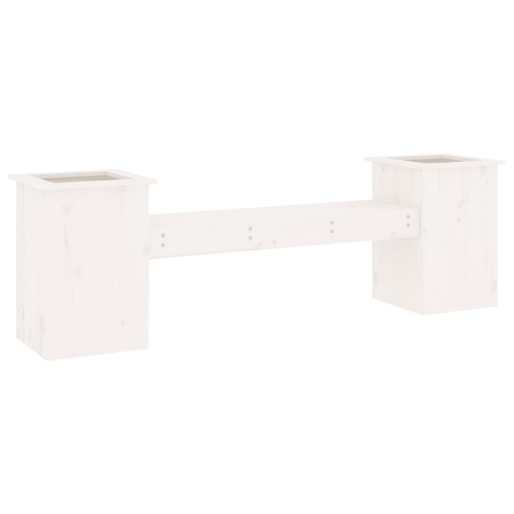 Utendørs Blomsterkasse Plantekasse Tre Plantebenk Hvit 184,5x39,5x56,5 cm heltre furu