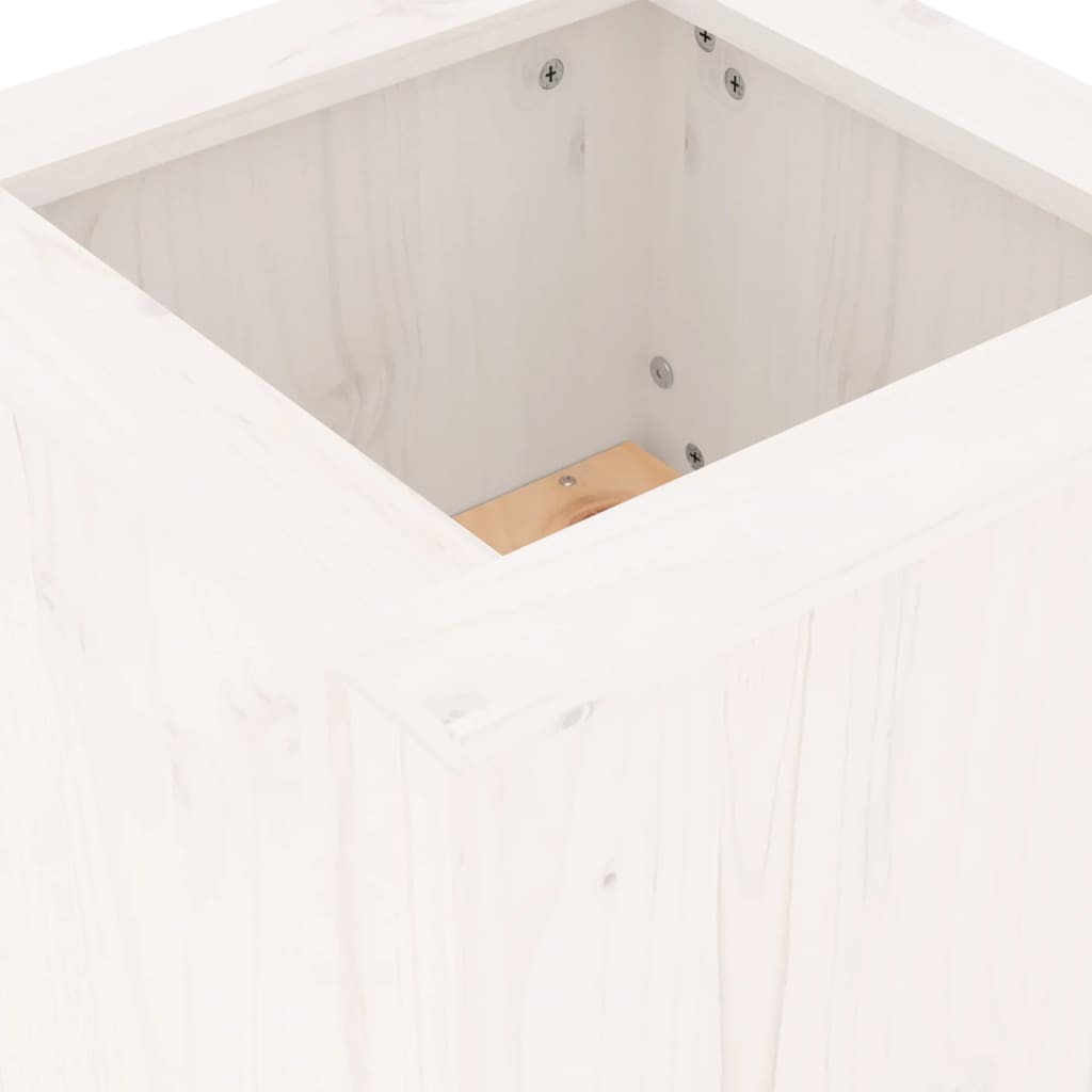 Utendørs Blomsterkasse Plantekasse Tre Plantebenk Hvit 184,5x39,5x56,5 cm heltre furu
