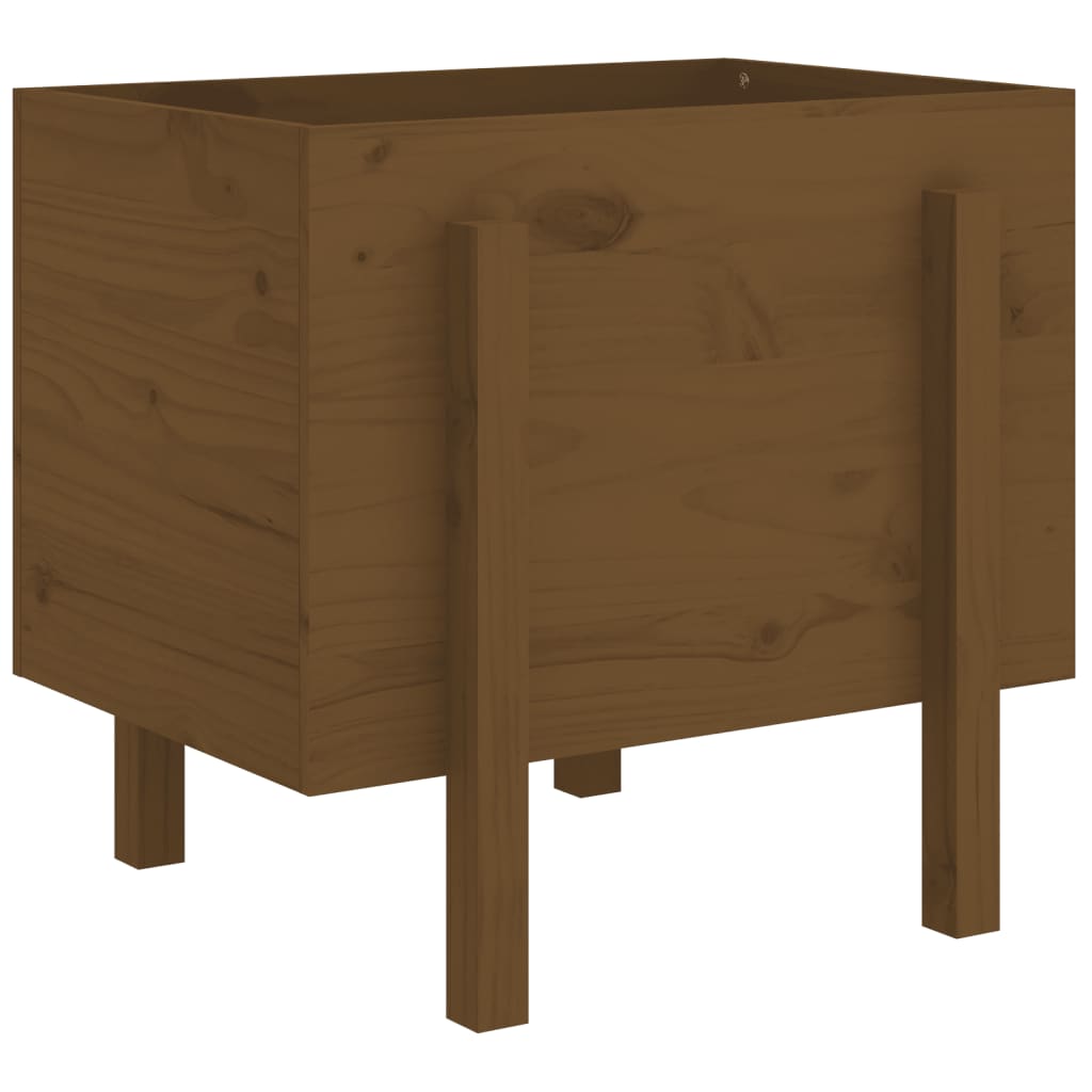 Utendørs Blomsterkasse Plantekasse Tre Honningbrun 62x50x57 cm heltre furu