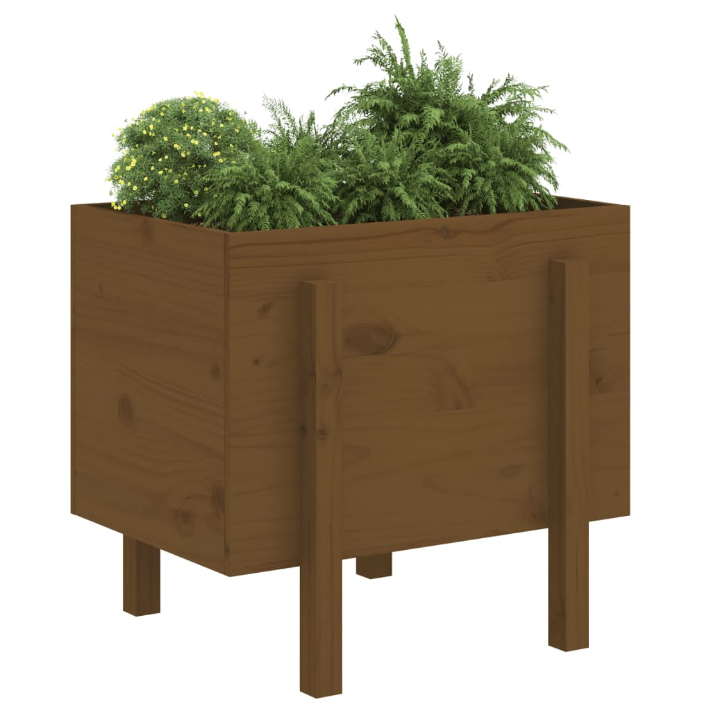 Utendørs Blomsterkasse Plantekasse Tre Honningbrun 62x50x57 cm heltre furu